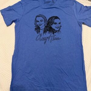 Unisex Amy Poehler & Tina Fey Blue Restless Leg Tour Shirt (Medium) & Tote Bag